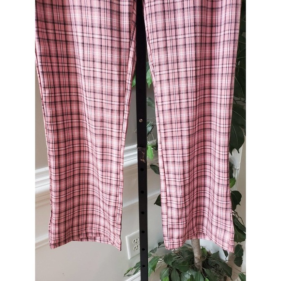 SheIn Womens Pink Plaid Polyester Slash Pockets Casual Straight Leg Pants Small - Picture 4 of 10